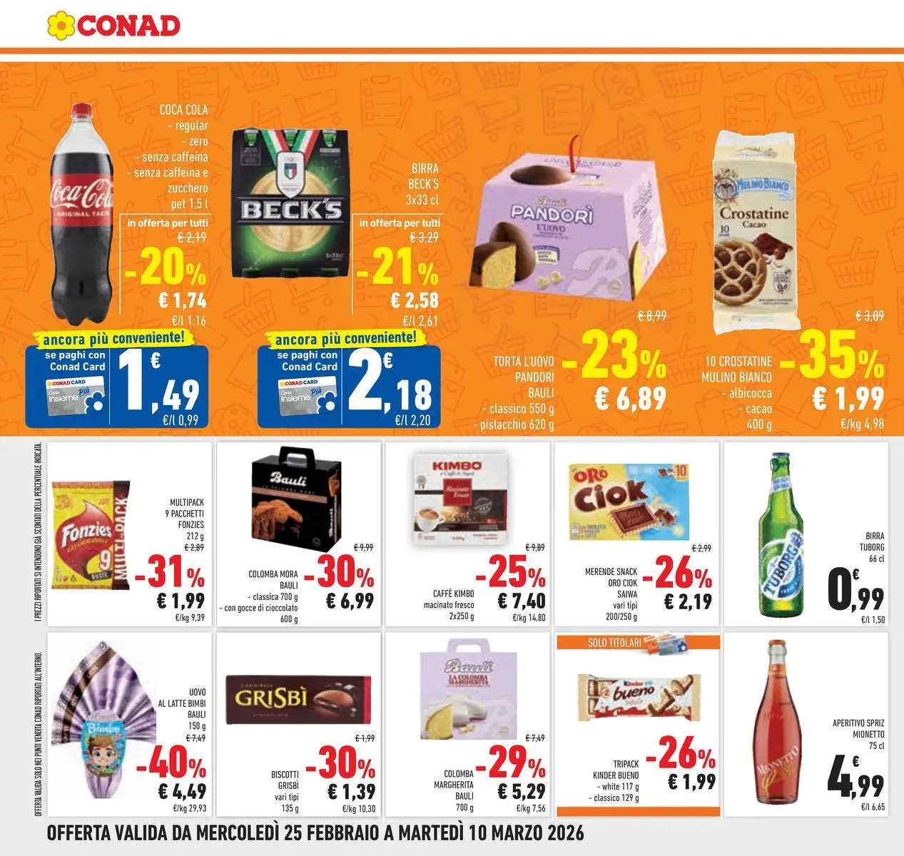 Volantino Conad dal 25/02/2026 > Anteprima | Pagina: 20 | Prodotti: Caffè, Cioccolato, Latte, Coca Cola