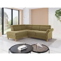 Ecksofa Glendale E in Flachgewebe Olivgr&uuml;n 193/247 cm