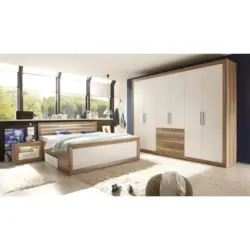 Schlafzimmer in Wei&szlig;, Eichefarben