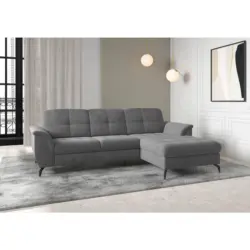 Ecksofa Zora E in Flachgewebe Grau 262/164 cm