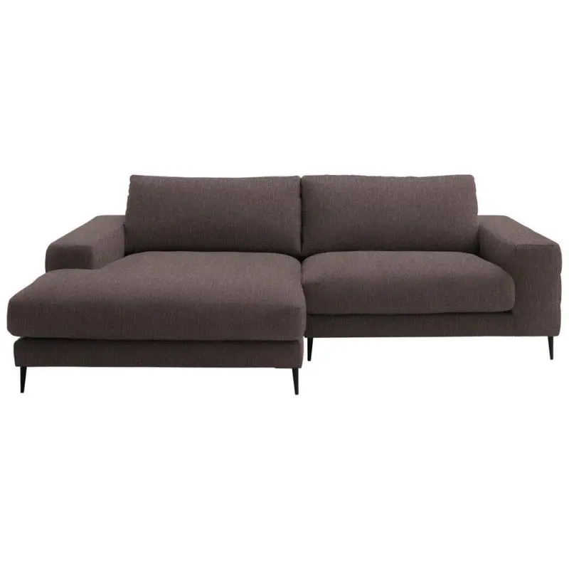 Ecksofa in Flachgewebe Hellbraun 177/253 cm