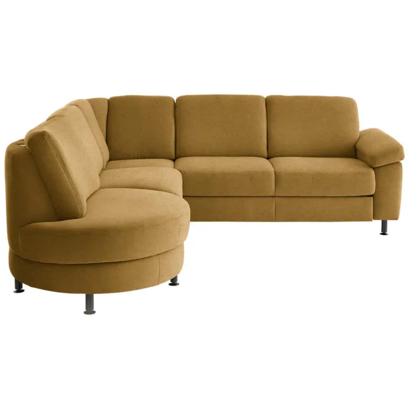 Ecksofa in Flachgewebe Currygelb 252/248 cm