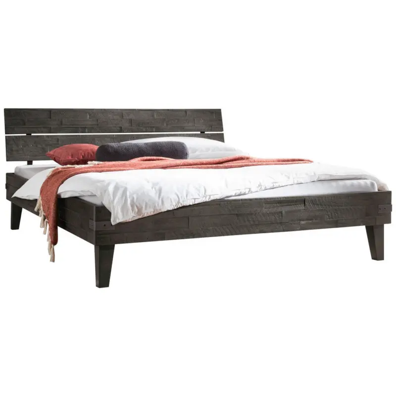 Bett 100/200 cm in Grau, Akaziefarben