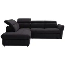 Ecksofa in Mikrofaser Schwarz