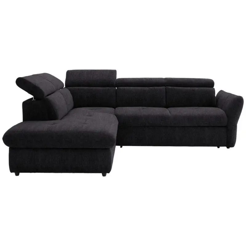 Ecksofa in Mikrofaser Schwarz