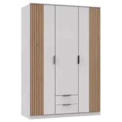 Kleiderschrank in Wei&szlig;, Eiche Artisan