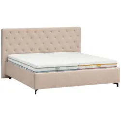 Polsterbett gepolstertes Kopfteil, Lattenroste Beige 200/200 cm