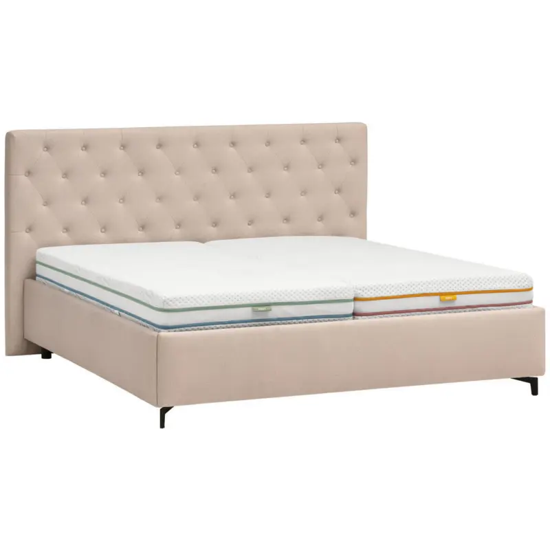 Polsterbett gepolstertes Kopfteil, Lattenroste Beige 200/200 cm