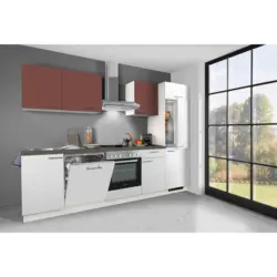 K&uuml;chenblock 280 cm in Rot, Wei&szlig;