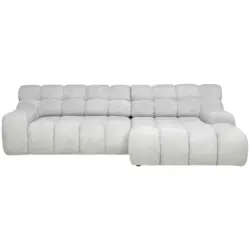 WOHNLANDSCHAFTOttomane rechts, L-Form in Webstoff Silberfarben