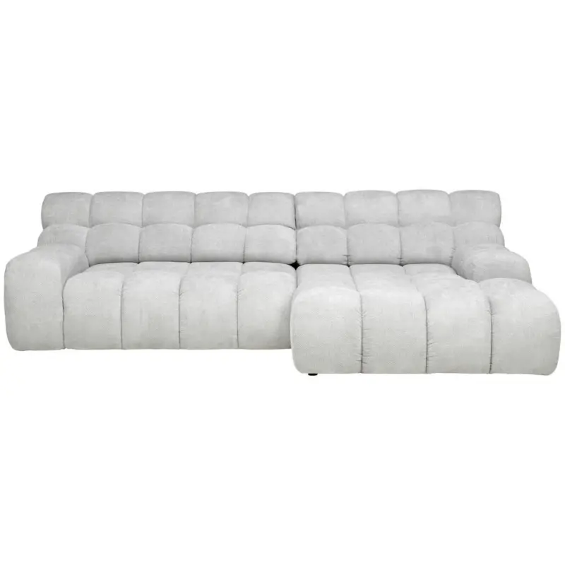 WOHNLANDSCHAFTOttomane rechts, L-Form in Webstoff Silberfarben