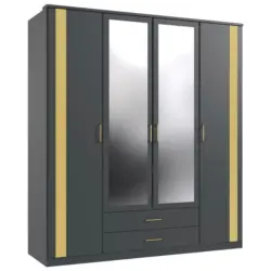 Dreht&uuml;renschrank in Graphitfarben, Goldfarben