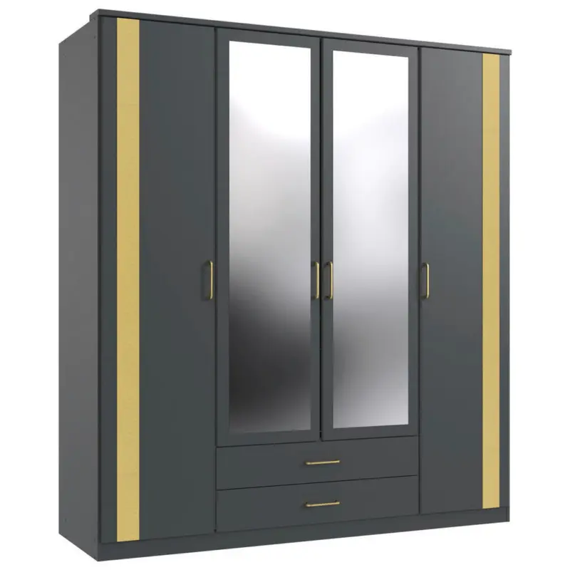 Dreht&uuml;renschrank in Graphitfarben, Goldfarben