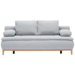 Boxspringsofa in Webstoff Hellgrau Skandinavisch