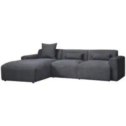 Ecksofa in Cord Graphitfarben 196/303 cm