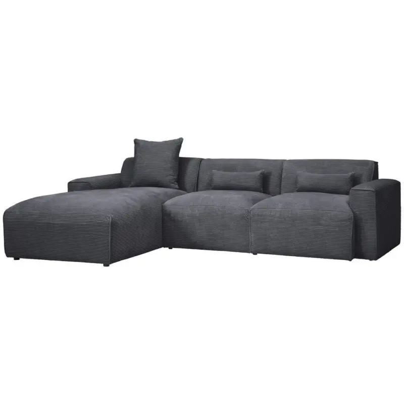 Ecksofa in Cord Graphitfarben 196/303 cm