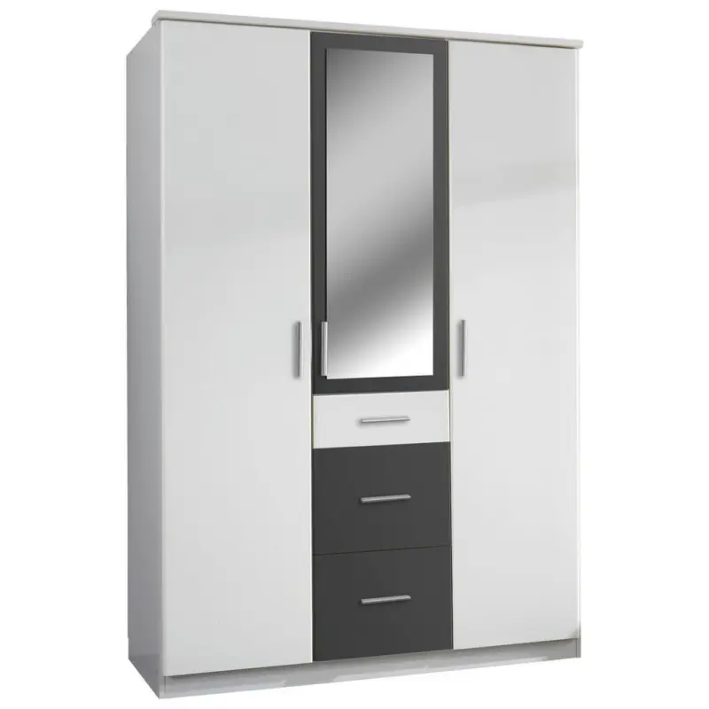 Kleiderschrank in Graphitfarben, Wei&szlig;