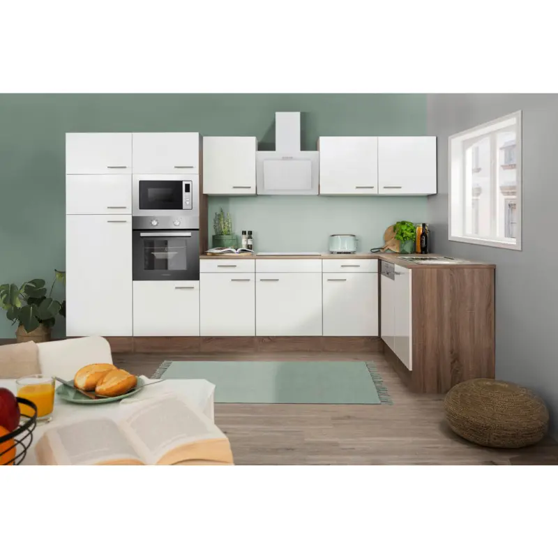 Eckk&uuml;che 340/172 cm in Wei&szlig;