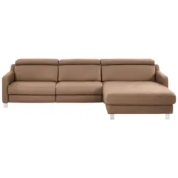 Ecksofa in Echtleder Braun 291/176 cm
