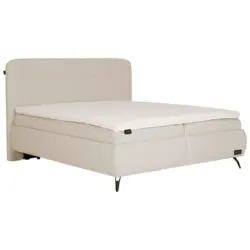 Polsterbett gepolstertes Kopfteil, Lattenroste, Matratzen Sandfarben 180/200 cm