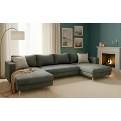 Wohnlandschaft in Cord Dunkelgrau