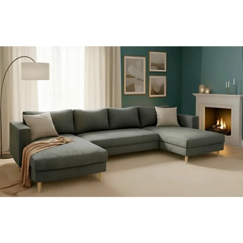 Wohnlandschaft in Cord Dunkelgrau