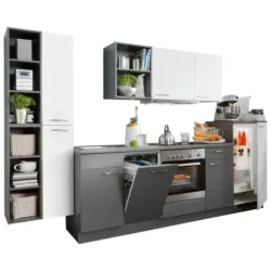 K&uuml;chenblock 320 cm in Anthrazit, Wei&szlig;