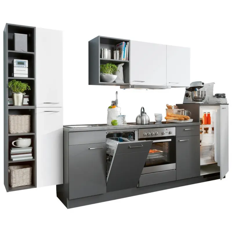 K&uuml;chenblock 320 cm in Anthrazit, Wei&szlig;