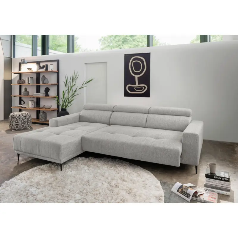 Ecksofa in Chenille Grau 188/276 cm