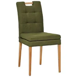 Stuhl in Holz, Textil Gr&uuml;n, Eichefarben