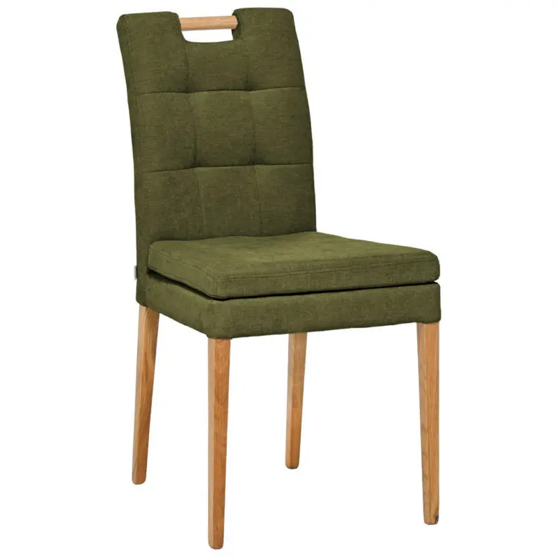 Stuhl in Holz, Textil Gr&uuml;n, Eichefarben