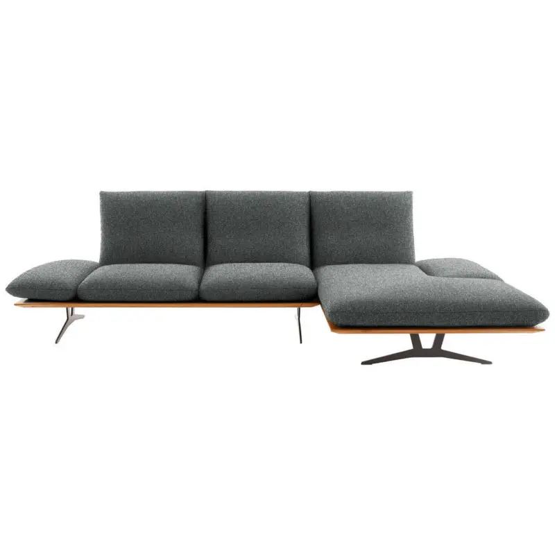 Ecksofa in Flachgewebe Grau 314/159 cm