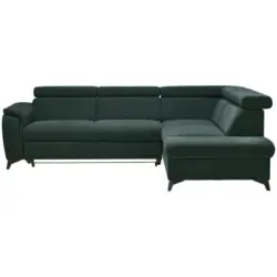 Ecksofa Prag in Chenille Petrol, Dunkelgr&uuml;n 260/203 cm