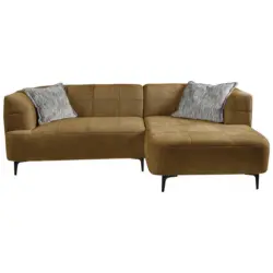 Ecksofa in Struktur Goldfarben 247/158 cm
