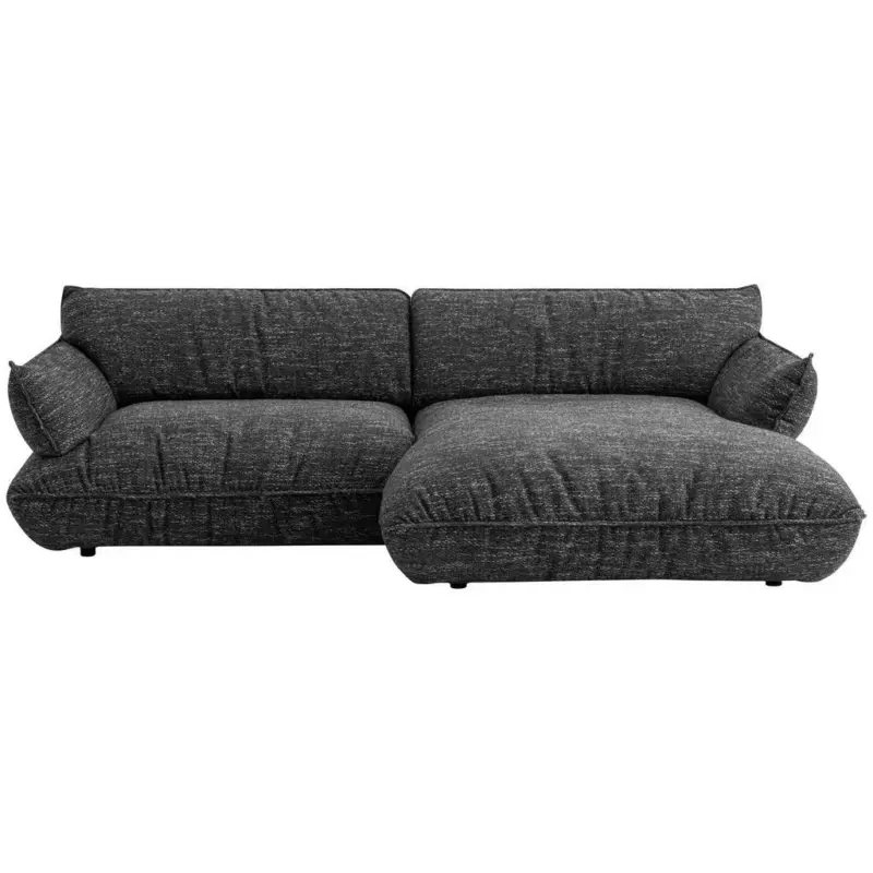 Ecksofa in Flachgewebe Graubraun 264/185 cm