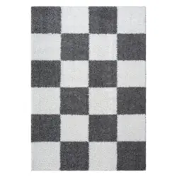 Hochflorteppich 140/200 cm Milano Grau, Wei&szlig;