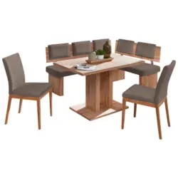Eckbankgruppe in Textil, Holzwerkstoff Braun, Eichefarben