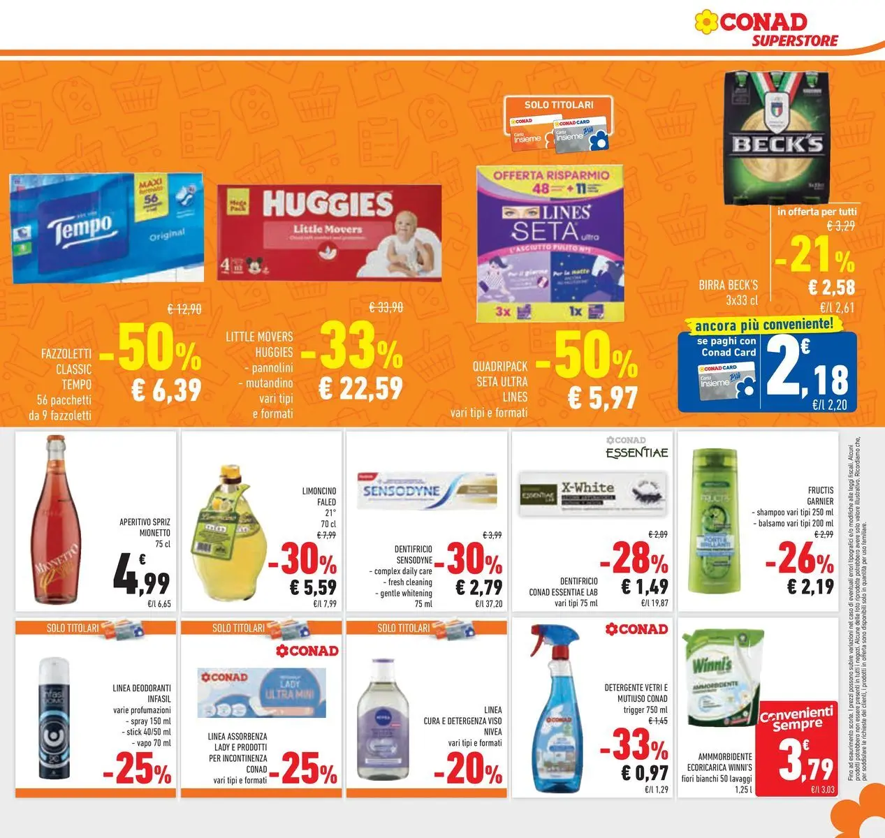 Volantino Conad dal 24/02/2026 > Anteprima | Pagina: 27 | Prodotti: Dentifricio, Birra, Fazzoletti, Aperitivo