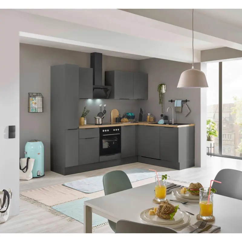 Eckk&uuml;che 250/175 cm in Graphitfarben