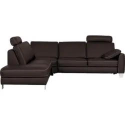 Ecksofa in Echtleder Dunkelbraun