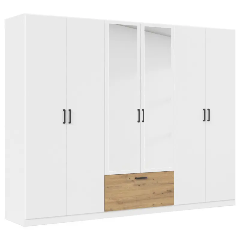 Kleiderschrank in Wei&szlig;, Eiche Artisan