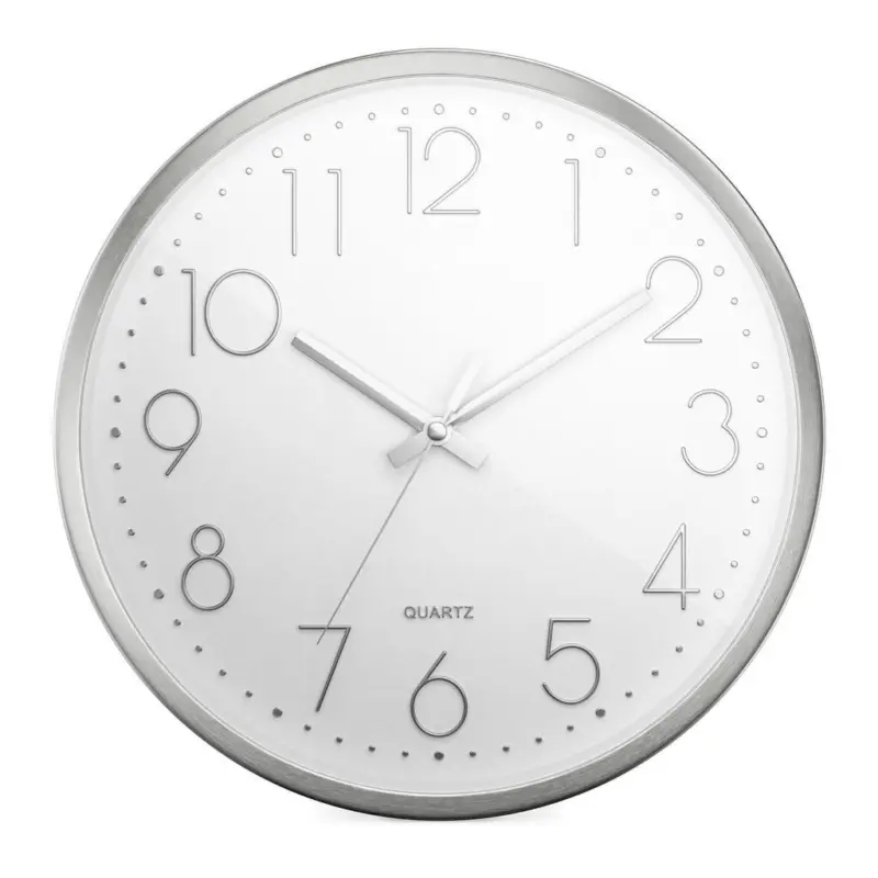 Wanduhr Silberfarben, Wei&szlig;