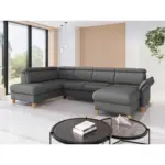 XXXLutz Lauterach - Ihr M&ouml;belhaus bei Bregenz Wohnlandschaft Glendale E in Flachgewebe Dunkelgrau