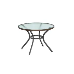 Gartentisch Metall, Kunststoff, Glas Graphitfarben, Dunkelbraun rund