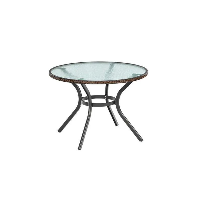 Gartentisch Metall, Kunststoff, Glas Graphitfarben, Dunkelbraun rund