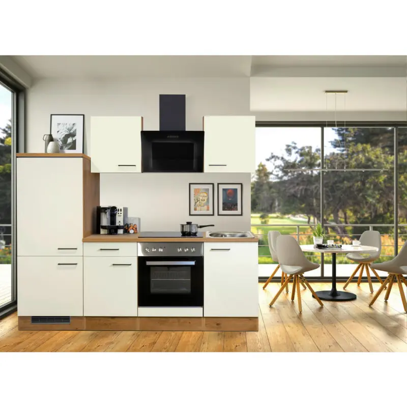 K&uuml;chenblock 220 cm in Eichefarben, Magnolie