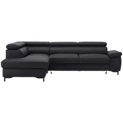 Ecksofa in Echtleder Schwarz 213/268 cm