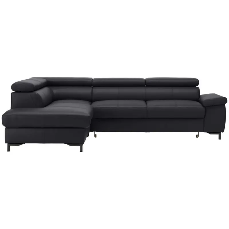 Ecksofa in Echtleder Schwarz 213/268 cm