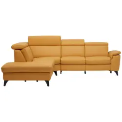 Ecksofa in Echtleder Gelb 239/285 cm