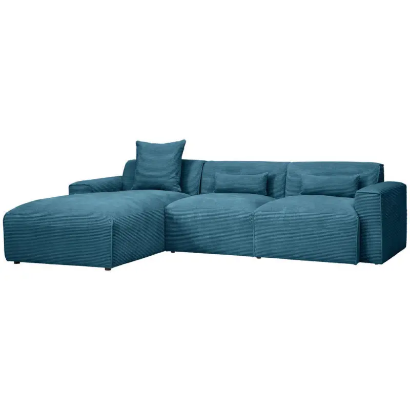 Ecksofa in Cord Hellblau 196/303 cm